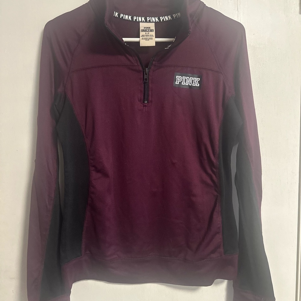 PINK Victoria's Secret Maroon Quarter-Zip Pullover